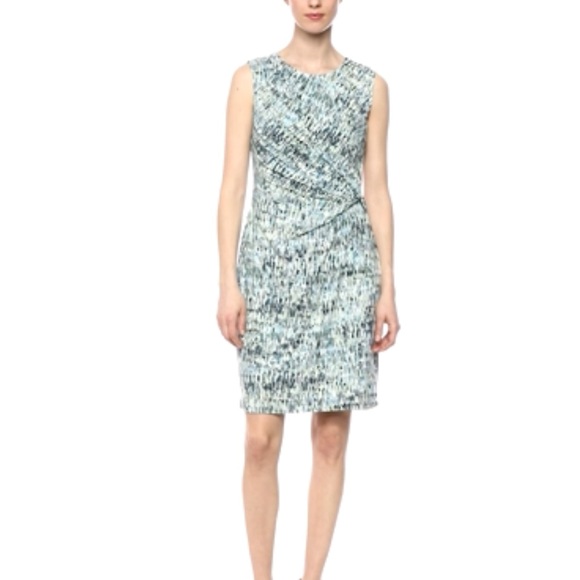 NIC+ZOE Field Impression Dress abstract print blue gray NEW plus size XXL midi